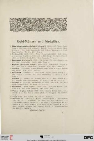 Gold-Münzen und Medaillen (Nr. 1-147)