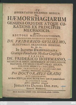 Dissertatio Solennis Medica De Haemorrhagiarum Genuina Origine Atque Curatione Ex Principiis Mechanicis