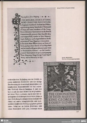 Titel des Erinnerungsprogramms „The Coronation of Their Majesties Kind George VI & Queen Elizabeth"