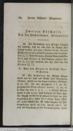 Zweiter Abschnitt. Von den Flächenräumen (Planimetrie)