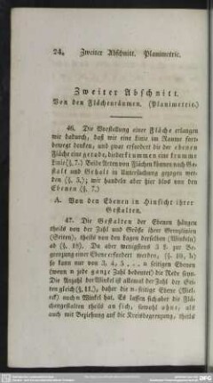 Zweiter Abschnitt. Von den Flächenräumen (Planimetrie)