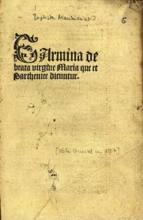 Baptistae Mantuani Carmina de beata virgine Maria que et parthenice dicuntur