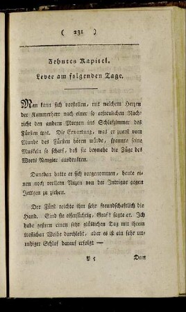 Zehntes Kapitel. Levee am folgenden Tage.