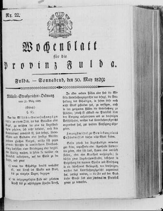 Nr. 22, Ausgabe vom 30. Mai 1829