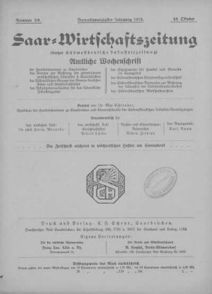Nummer 29: 18. Oktober 1919