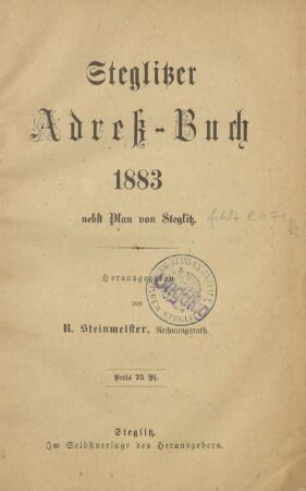 1883: Steglitzer Adressbuch