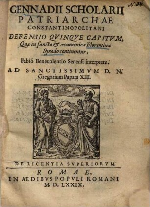 Defensio quinque capitum, quae in sancta et oecumenica Florentina synodo continentur