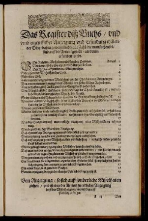 Das Register diß Buchs [...]