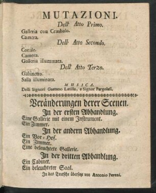 Mutazioni. Veränderungen derer Scenen