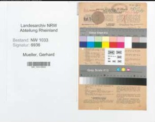 Entnazifizierung Gerhard Mueller , geb. 30.09.1908 (Maschinenschlosser)