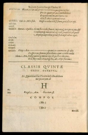 Classis Quintae Ordo Octavus ... H