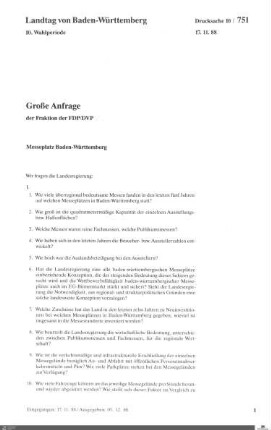 Drucksachen 751-820: Anträge, Anfragen, Gesetzentwürfe