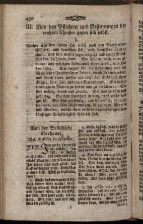 III. Von den Pflichten und Gesinnungen der wahren Christen gegen sich selbst.