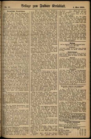 Zweite Ausgabe vom Samstag, den 05. Mai 1883.
