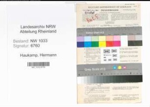 Entnazifizierung Hermann Haukamp , geb. 06.06.1914 (Polizeibeamter)