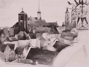 Breslau. Blick von der Matthiaskirche auf Sand und Dom
