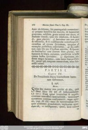 Partis I. Caput IV. De Prouidentia diuina beatitudinem humanam sustentante.