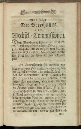 Nun folgt Die Berechnung der Wechsel-Commissionen.