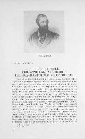 Friedrich Hebbel, Christine Enghaus-Hebbel und das Hamburger Stadttheater