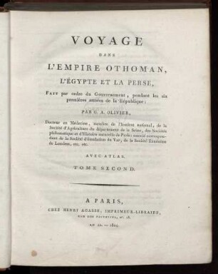 T. 2: Voyage dans l'empire Othoman, l'Égypte et la Perse, fait par ordre gouvernement, pendant les six premières années de la république ... . T. 2