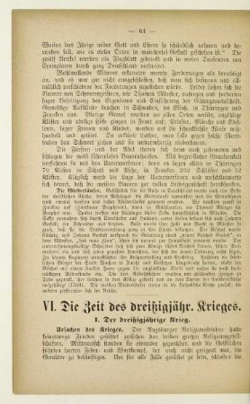 VI. Die Zeit des dreißigjähr. Krieges