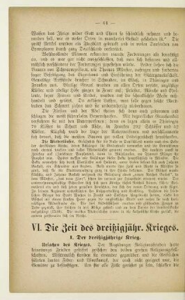 VI. Die Zeit des dreißigjähr. Krieges