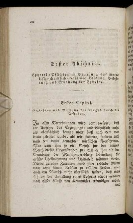 Erstes Capitel. Erziehung und Bildung der Jugend durch die Schulen.