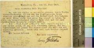 Postkarte von Ludwig Goldstein an Herbert Lipp