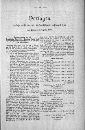 Vorlagen welche nicht für die Oeffentlichkeit bestimmt sind., 05. Dezember 1900