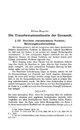 § 125. Hamiltons charakteristische Funktion; Berührungstransfomationen.