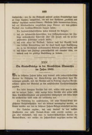 XXIV. Die Ernte-Erträge in der Preußischen Monarchie im Jahre 1862