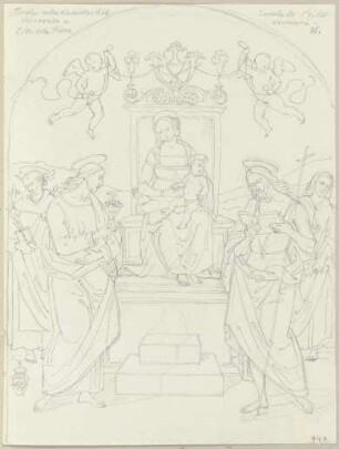 Maria mit Kind, Johannes dem Evangelist, Johannes dem Täufer, Petrus von Verona und einem weiteren Heiligen, in der Kapelle des Vescovo Palastes in Città della Pieve