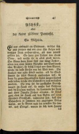 Aschfist, oder der kleine gläserne Pantoffel.