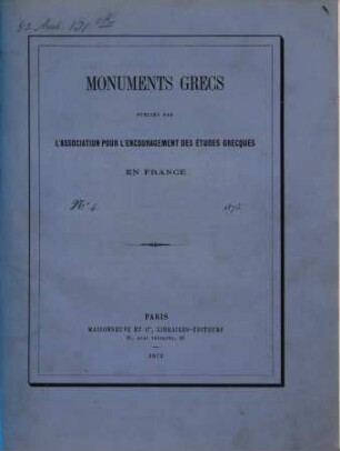 Monuments grecs, 1. 1875 = Nr. 4