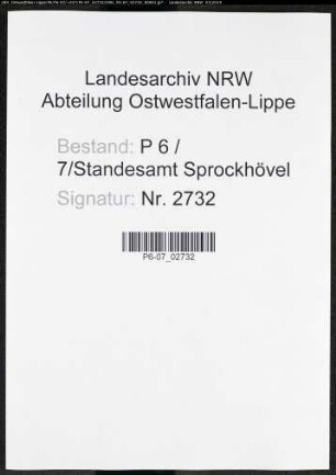 Sterberegister Standesamt Sprockhövel