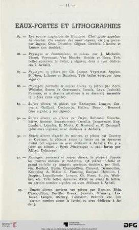 Eaux-fortes et Lithographies (Nr. 85-100)