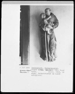 Figur eines Mönches mit Kind (Der heilige Antonius von Padua oder der heilige Franziskus)