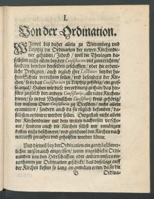 I. Von der Ordination.