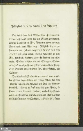 Plötzlicher Tod eines Leibfriseurs