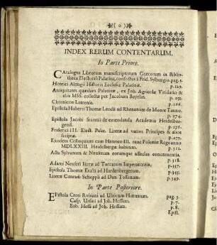 Index Rerum Contentarum.