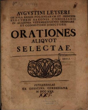 Orationes aliquot selectae