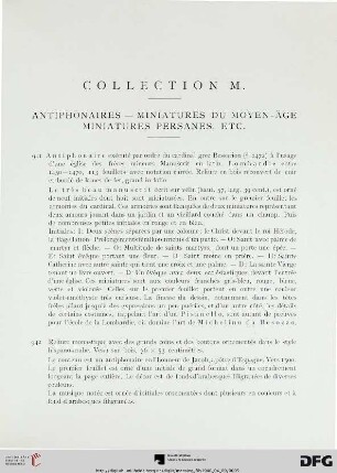Collection M. – Antiphonaires – Miniatures du moyen-âge miniatures persanes, etc. (Nr. 941-955)