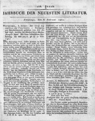 Winterthur, b. Steiner: Der Christ bey Gefahren des Vaterlandes; - Predigten, zur Revolutionszeit gehalten von Joh. Jakob Hess, Antistes der Zürcher'schen Kirche. Zweyter Band. Mit einer historischen Einleitung. XL und 523 S. gr. 8.