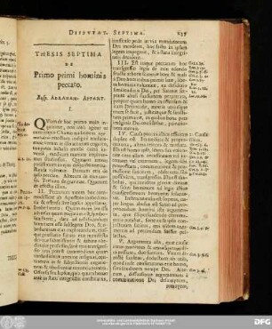 Thesis Septima De Primo primi hominis peccato. Resp. Abraham. Appart.