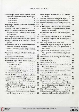 Indice degli articoli / Bibliografia / Nomi di coloro che han fornito articoli al bullettino / Indice delle tavole / Errata / Corrige