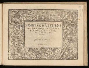 Guillaume Boni: Sonets chrestiens ... a quatre parties ... Second livre. Contratenor