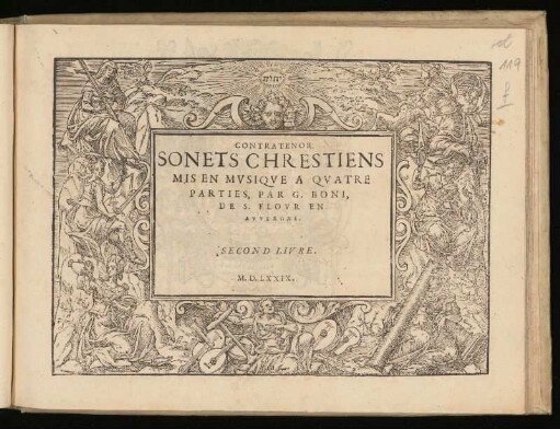 Guillaume Boni: Sonets chrestiens ... a quatre parties ... Second livre. Contratenor
