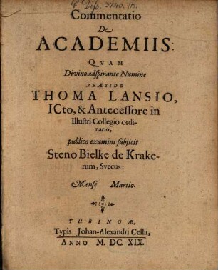 Commentatio De Academiis