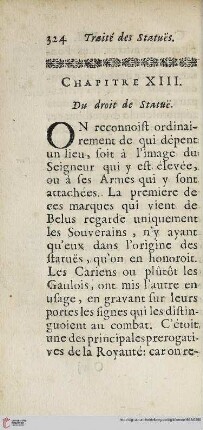 Chapitre XIII: Du droit de statue