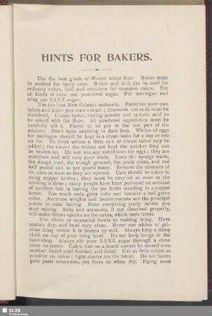 Hints for bakers